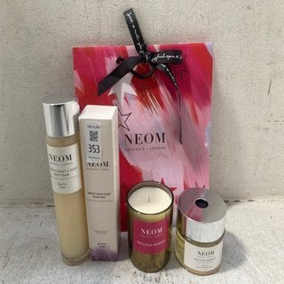 Lot 353  
            Marchington SR12 - Parcel Delivery Only 

                
QTY OF ASSORTED NEOM PRODUCTS TO INCLUDE PERFECT NIGHT'S SLEEP PILLOW MIST 100ML:...