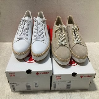 Lot 366  
            Marchington SR12 - Parcel Delivery Only 

                
RIEKER PUMPS IN BEIGE - UK SIZE: 6 TO INCLUDE RIEKER PUMPS IN WHITE - UK SIZE: 6:...