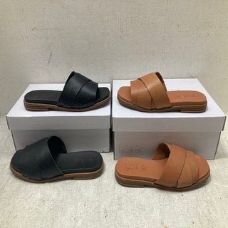 Lot 380  
            Marchington SR12 - Parcel Delivery Only 

                
JEU DE LIFI BLACK LEATHER SANDALS - UK SIZE: 7 TO INCLUDE JEU DE LIFI TAN LEATHER...