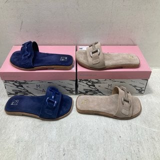 Lot 381  
            Marchington SR12 - Parcel Delivery Only 

                
MODA IN PELLE TRIM SLIDER IN NAVY SUEDE - EU SIZE: 40 TO INCLUDE MODA IN PELLE TR...