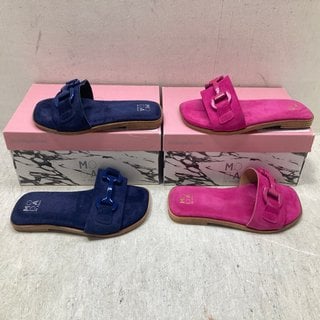 Lot 387  
            Marchington SR12 - Parcel Delivery Only 

                
MODA IN PELLE TRIM SLIDER IN NAVY SUEDE - EU SIZE: 39 TO INCLUDE MODA IN PELLE TR...