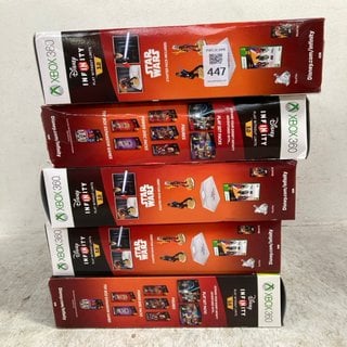 Lot 447  
            Marchington SR12 - Parcel Delivery Only 

                
5 X XBOX 360 DISNEY INFINITY STAR WARS STARTER PACK: LOCATION - BR13