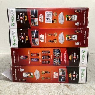 Lot 449  
            Marchington SR12 - Parcel Delivery Only 

                
4 X XBOX 360 DISNEY INFINITY STAR WARS STARTER PACK: LOCATION - BR13