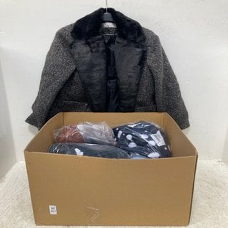 Lot 463  
            Marchington SR12 - Parcel Delivery Only 

                
QTY OF ASSORTED CLOTHING ITEMS TO INCLUDE HELENE BERMAN FAUX FUR COAT IN BLACK - ...