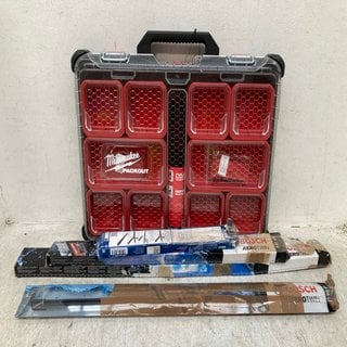 Lot 734  
            Marchington SR12 - Parcel Delivery Only 

                
QTY OF ASSORTED ITEMS TO INCLUDE MILWAUKEE PACKOUT STORAGE CASE: LOCATION - C2