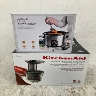 Lot 771  
            Marchington SR12 - Parcel Delivery Only 

                
1.5 LITRE SLOW COOKER TO INCLUDE KITCHEN AID MAXIMUM EXTRACTION SLOW JUICER AND S...