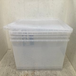 Lot 779  
            Marchington SR12 - Parcel Delivery Only 

                
QTY OF CLEAR PLASTIC STORAGE TUBS WITH LIDS: LOCATION - C4