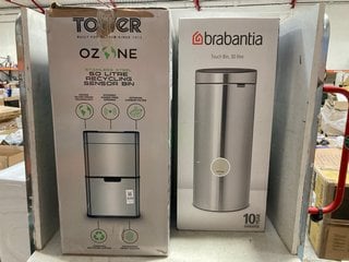 Lot 1170  
            Marchington SR17 - Parcel Delivery Only 

                
TOWER OZONE 50L RECYCLING SENSOR BIN IN STAINLESS STEEL TO INCLUDE BRABANTIA 30L ...