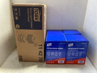Lot 1210  
            Marchington SR17 - Parcel Delivery Only 

                
QTY OF ROBERT SCOTT ALL-PURPOSE WIPES TO INCLUDE YORK EXTRA SOFT FOLDED TOILET PA...