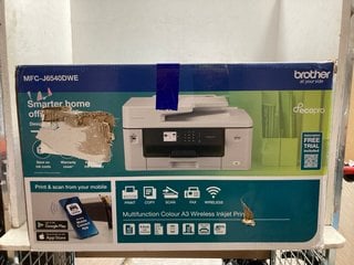 Lot 1270  
            Marchington SR17 - Parcel Delivery Only 

                
BROTHER MFC-J6540DWE MULTIFUNCTIONAL COLOUR A3 WIRELESS INKJET PRINTER - ORIGINAL...