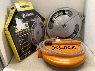 Lot 1037  
            Marchington SR10 - Parcel Delivery Only 

                
3 X ASSORTED STEERING WHEEL LOCKS TO INCLUDE DISKLOK STEERING WHEEL LOCK DEVICE: ...