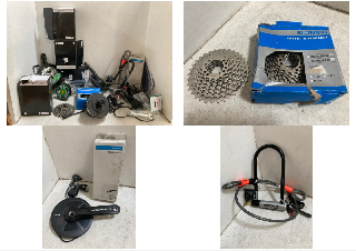 Lot 1054  
            Marchington SR10 - Parcel Delivery Only 

                
QTY OF ASSORTED BICYCLE PARTS AND ACCESSORIES TO INCLUDE SUN RACE FLUID DRIVE CRA...