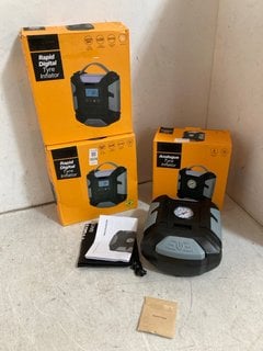 Lot 1074  
            Marchington SR10 - Parcel Delivery Only 

                
2 X RAPID DIGITAL TYRE INFLATORS TO INCLUDE ANALOGUE TYRE INFLATOR - COMBINED ORI...