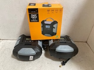 Lot 1079  
            Marchington SR10 - Parcel Delivery Only 

                
3 X ASSORTED TYRE INFLATORS TO INCLUDE RAPID DIGITAL TYRE INFLATOR: LOCATION - BR7