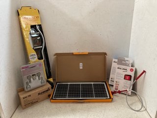 Lot 1123  
            Marchington SR10 - Parcel Delivery Only 

                
QTY OF ASSORTED AUTOMOTIVE ITEMS TO INCLUDE 10W SOLAR MAINTAINER AND SUMMIT INTER...