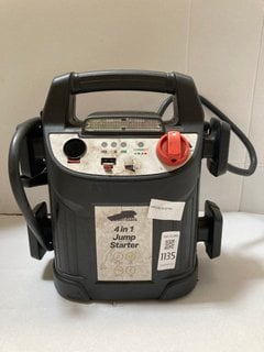 Lot 1135  
            Marchington SR10 - Parcel Delivery Only 

                
ESSENTIALS 4 IN 1 JUMP STARTER PACK: LOCATION - BR10