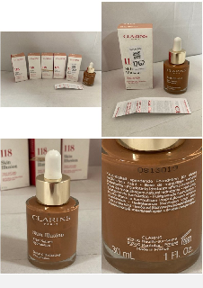 Lot 1262  
            Marchington SR10 - Parcel Delivery Only 

                
5 X CLARINS PARIS 118 SKIN ILLUSION NATURAL HYDRATING FOUNDATION 30ML (EXPIRED): ...