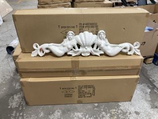 Lot 122  
            Marchington SR17 - Delivery or Collection 

                
4 X DESIGN TOSCANO MERMAID PEDIMENT OVER DOOR WALL DECOR SCULPTURE: LOCATION - A4