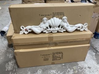 Lot 123  
            Marchington SR17 - Delivery or Collection 

                
4 X DESIGN TOSCANO MERMAID PEDIMENT OVER DOOR WALL DECOR SCULPTURE: LOCATION - A4