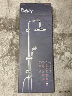 Lot 210  
            Marchington SR17 - Delivery or Collection 

                
TATAY 110CM PARIS SHOWER COLUMN IN STAINLESS STEEL/CHROME: LOCATION - B2