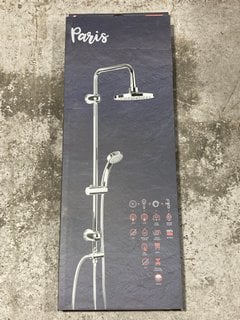 Lot 214  
            Marchington SR17 - Delivery or Collection 

                
TATAY 110CM PARIS SHOWER COLUMN IN STAINLESS STEEL/CHROME: LOCATION - B2