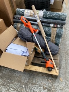 Lot 264  
            Marchington SR17 - Collection 

                
(COLLECTION ONLY) PALLET OF ASSORTED GARDEN ITEMS TO INCLUDE YARDFORCE 40V BATTER...
