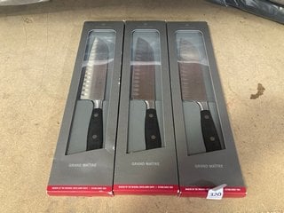 Lot 320  
            Marchington SR17 - Collection 

                
(COLLECTION ONLY) 3 X VICTORINOX GRAND MAITRE KITCHEN KNIVES - COMBINED RRP £300 ...