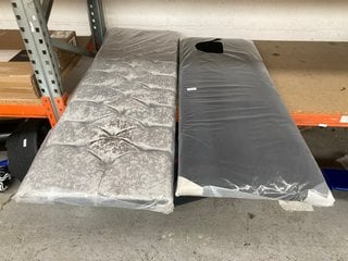 Lot 327  
            Marchington SR17 - Delivery or Collection 

                
2 X DIVAN BED HEADBOARDS IN BLACK AND SILVER SHIMMER EFFECT VELVET: LOCATION - BR6