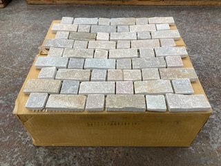 Lot 107  
            Marchington SR18 - Collection 

                
(COLLECTION ONLY) 1 BOX = 11 SHEETS OF 305MM2 STONE MOSAIC SPECIALISED NATURAL BR...