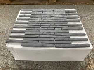 Lot 13  
            Marchington SR18 - Collection 

                
(COLLECTION ONLY) 1 BOX = 11 SHEETS OF PENCIL ANTHRACITE 305MM2 STONE MOSAIC TILE...