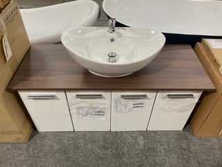 Lot 153  
            Marchington SR18 - Delivery or Collection 

                
2 X WALL HUNG 2 DOOR VANITY BASE UNITS IN WHITE WITH A 1200 X 460MM COUNTER TOP I...