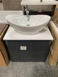 Lot 154  
            Marchington SR18 - Collection 

                
(COLLECTION ONLY) WALL HUNG 2 DRAWER COUNTER TOP SINK UNIT IN MATT GREY & WHITE 6...