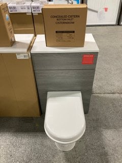 Lot 172  
            Marchington SR18 - Delivery or Collection 

                
600 X 360MM W/C UNIT IN LONDON SILVER OAK & WHITE WITH D-SHAPED BTW PAN & SOFT CL...