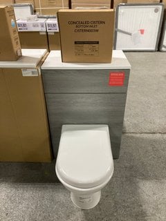 Lot 173  
            Marchington SR18 - Delivery or Collection 

                
600 X 360MM W/C UNIT IN LONDON SILVER OAK & WHITE WITH D-SHAPED BTW PAN & SOFT CL...