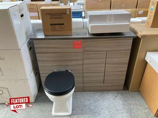Lot 230  
            Marchington SR18 - Collection 

                
(COLLECTION ONLY) COMBINATION UNIT IN DRIFTWOOD TO INCLUDE 2 DOOR VANITY BASE UNI...