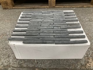 Lot 24  
            Marchington SR18 - Collection 

                
(COLLECTION ONLY) 1 BOX = 11 SHEETS OF PENCIL ANTHRACITE 305MM2 STONE MOSAIC TILE...