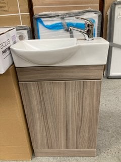 Lot 256  
            Marchington SR18 - Delivery or Collection 

                
FLOOR STANDING 1 DOOR CLOSET SINK UNIT IN DRIFTWOOD WITH A 460 X 250MM STH CERAMI...