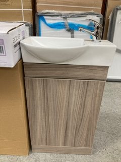 Lot 257  
            Marchington SR18 - Delivery or Collection 

                
FLOOR STANDING 1 DOOR CLOSET SINK UNIT IN DRIFTWOOD WITH A 460 X 250MM STH CERAMI...