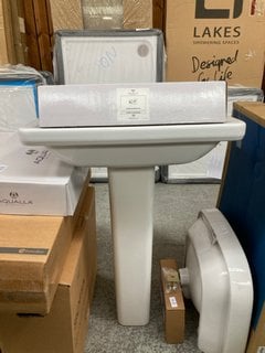 Lot 281  
            Marchington SR18 - Collection 

                
(COLLECTION ONLY) 600MM NTH CERAMIC BASIN WITH FULL PEDESTAL COMPLETE WITH A WALL...