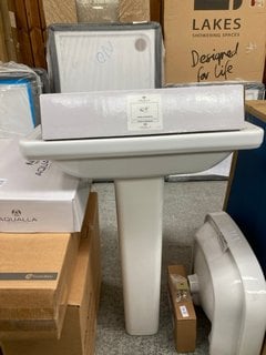 Lot 282  
            Marchington SR18 - Collection 

                
(COLLECTION ONLY) 600MM NTH CERAMIC BASIN WITH FULL PEDESTAL COMPLETE WITH A WALL...
