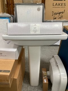 Lot 283  
            Marchington SR18 - Collection 

                
(COLLECTION ONLY) 600MM NTH CERAMIC BASIN WITH FULL PEDESTAL COMPLETE WITH A WALL...