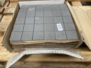 Lot 345  
            Marchington SR18 - Collection 

                
(COLLECTION ONLY) 1 BOX OF 9 SHEETS 300MM2 GREY STONE MOSAIC TILE SHEETS - ORIGIN...