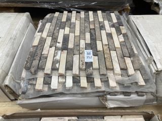 Lot 352  
            Marchington SR18 - Collection 

                
(COLLECTION ONLY) 1 BOX = 11 SHEETS 305MM2 STONE BROWN PENCIL MIXED MOSAIC TILE S...