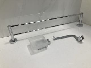 Lot 526  
            Marchington SR18 - Delivery or Collection 

                
BATHROOM ACCESSORY SET IN CHROME TO INCLUDE WALL MOUNTED 600MM DOUBLE TOWEL RAIL,...