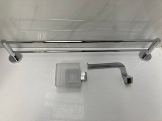 Lot 530  
            Marchington SR18 - Delivery or Collection 

                
BATHROOM ACCESSORY SET IN CHROME TO INCLUDE WALL MOUNTED 600MM DOUBLE TOWEL RAIL,...