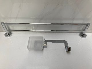 Lot 534  
            Marchington SR18 - Delivery or Collection 

                
BATHROOM ACCESSORY SET IN CHROME TO INCLUDE WALL MOUNTED 600MM DOUBLE TOWEL RAIL,...