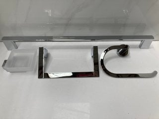 Lot 549  
            Marchington SR18 - Delivery or Collection 

                
BATHROOM ACCESSORY SET IN CHROME TO INCLUDE 600MM WALL MOUNTED TOWEL RAIL, 2 X TO...