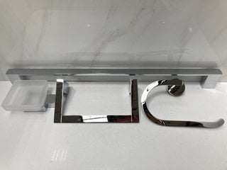 Lot 556  
            Marchington SR18 - Delivery or Collection 

                
BATHROOM ACCESSORY SET IN CHROME TO INCLUDE 600MM WALL MOUNTED TOWEL RAIL, 2 X TO...