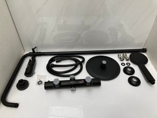 Lot 557  
            Marchington SR18 - Delivery or Collection 

                
THERMOSTATIC BAR SHOWER VALVE IN BLACK WITH RISER RAIL, ROUND FIXED SHOWER HEAD, ...