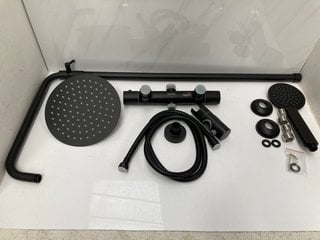 Lot 562  
            Marchington SR18 - Delivery or Collection 

                
THERMOSTATIC BAR SHOWER VALVE IN BLACK WITH RISER RAIL, ROUND FIXED SHOWER HEAD, ...